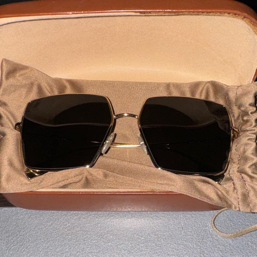Burberry Daphne Hexagonal Gold and Black Sunglasses